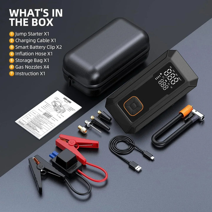 Car Jump Starter All-In-One Air Pump Tire Inflator Portable Power Bank LED Light Fall 2025