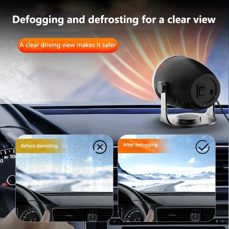 Car Heater 3-in-1 12V/24V Windshield Defroster Fan – Compact Vehicle Dashboard Climate Accessory, Winter 2025 Safer Driving