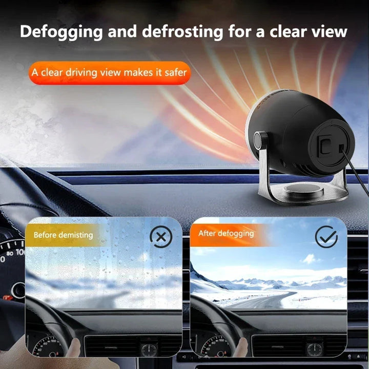 Car Heater 3-in-1 12V/24V Windshield Defroster Fan – Compact Vehicle Dashboard Climate Accessory, Winter 2025 Safer Driving