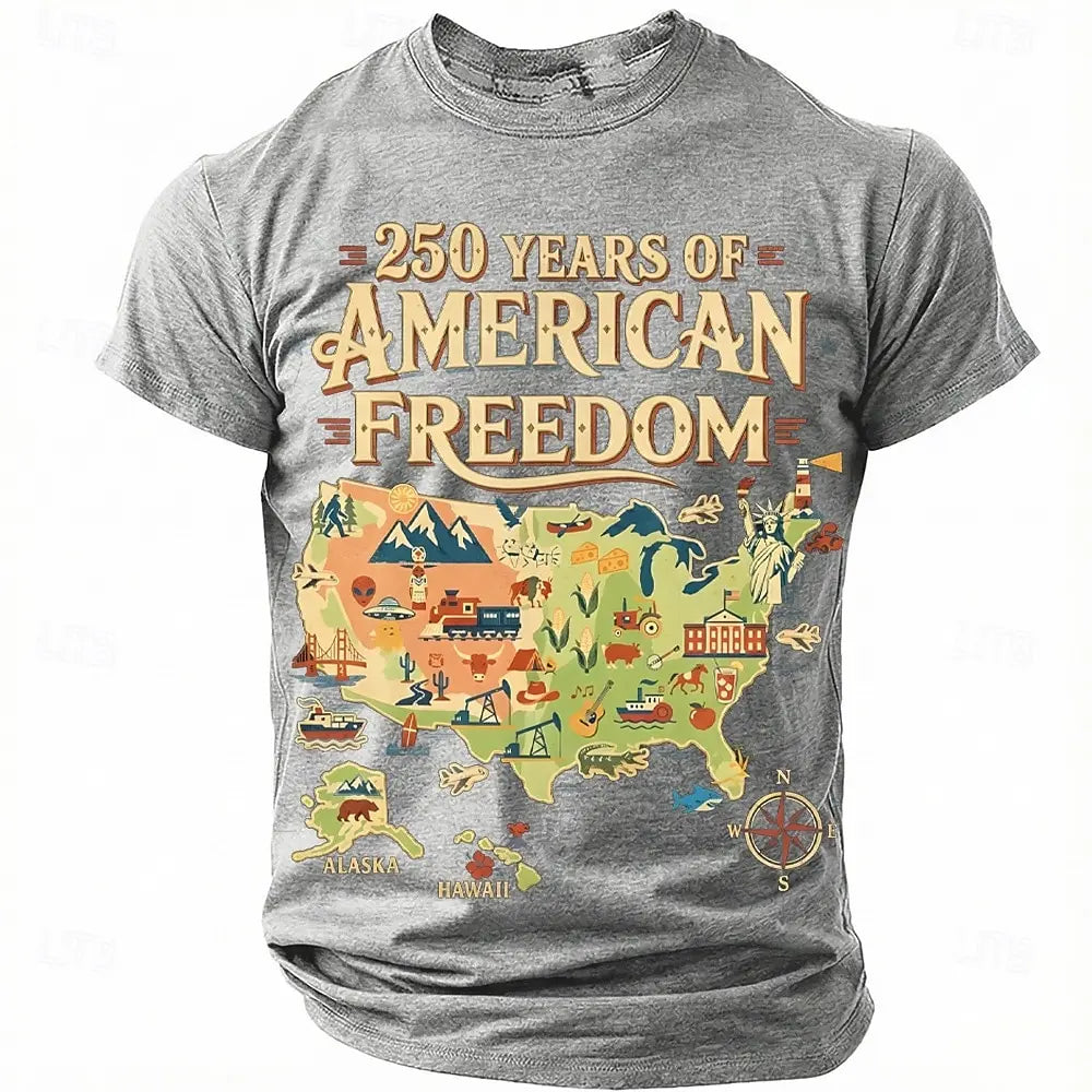 Soft unisex graphic tee - distressed flag print, 250-year design, durable cotton, casual everyday wear