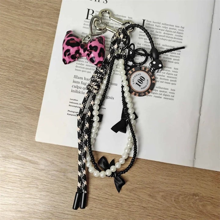 Braid Rope Bag Charm Leather Dachshund Keychain Aesthetic