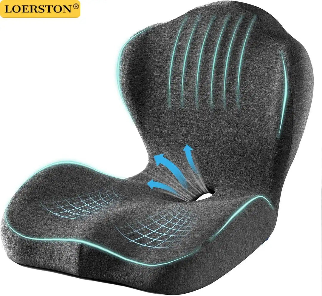 Ergonomic Memory Foam Seat Cushion with Back Support – Lumbar Relief for Office Chair Car Wheelchair 2026