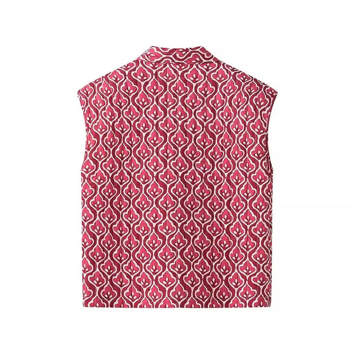 Insulating Women’s Quilted Vest - Loose Open Stitch, Cotton