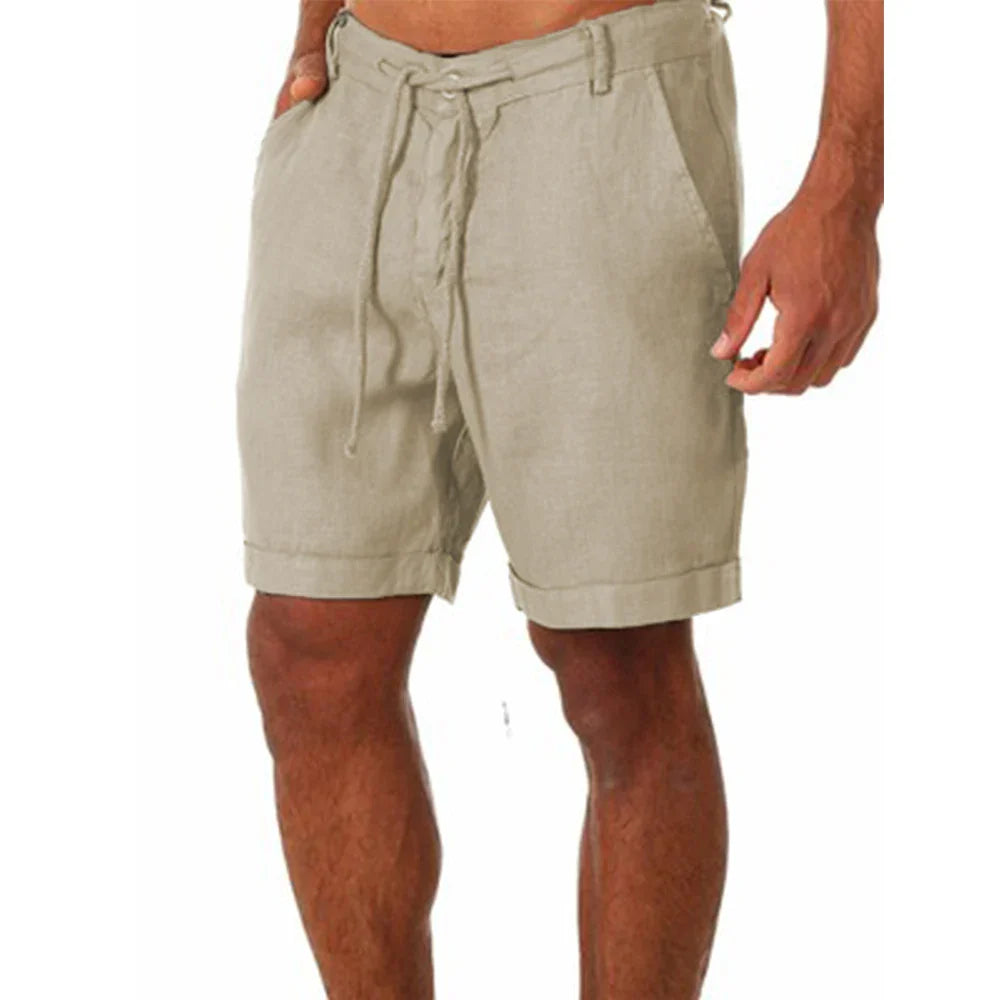 Lightweight Breathable Cotton Linen Summer Shorts for Men, Relaxed Fit Casual Beach Wear