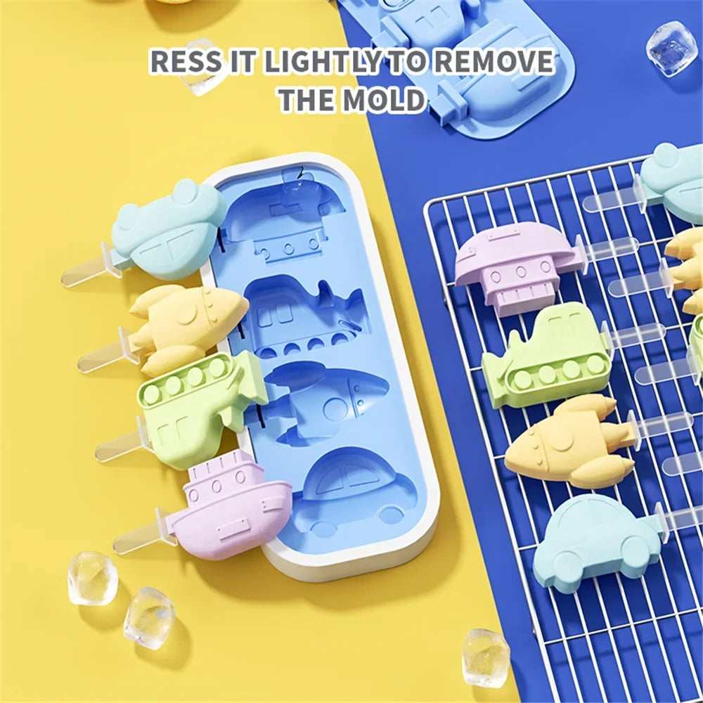 Reusable Silicone Ice Cream Mold and Ice Pop Maker - Food Grade, Non-Stick, Easy to Clean, Temperature Resistant
