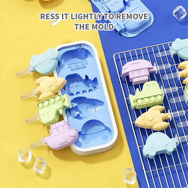 Reusable Silicone Ice Cream Mold and Ice Pop Maker - Food Grade, Non-Stick, Easy to Clean, Temperature Resistant