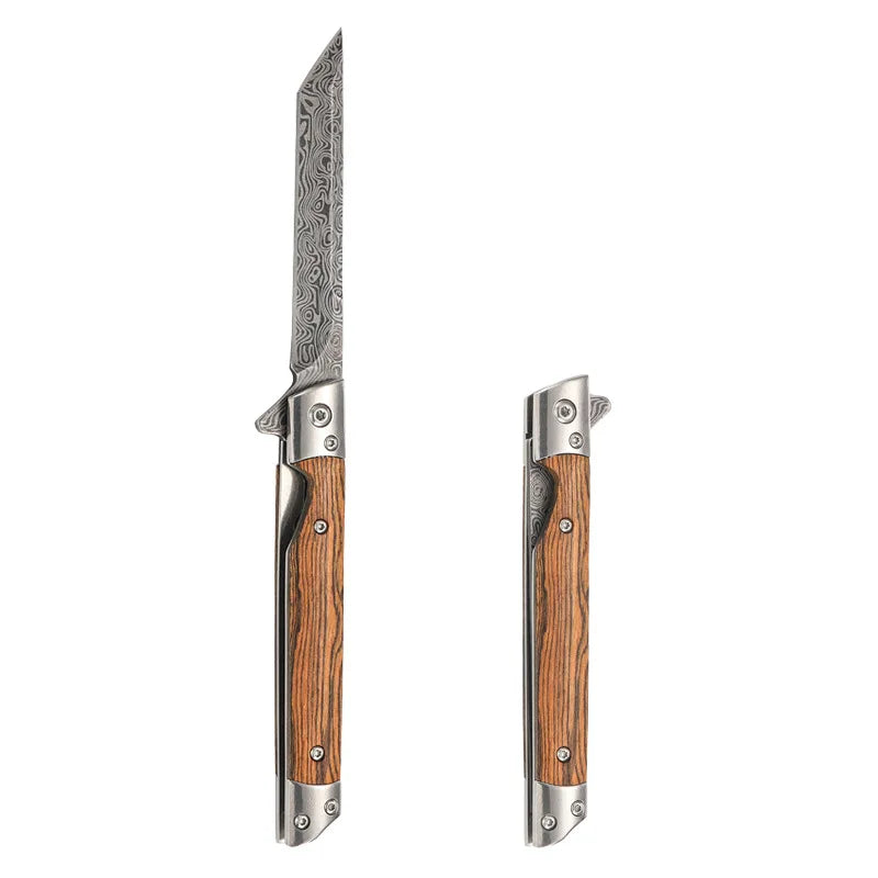 Damascus Pattern Folding Pocket Knife Stainless Steel – Outdoor Camping Multi-Purpose EDC 2026