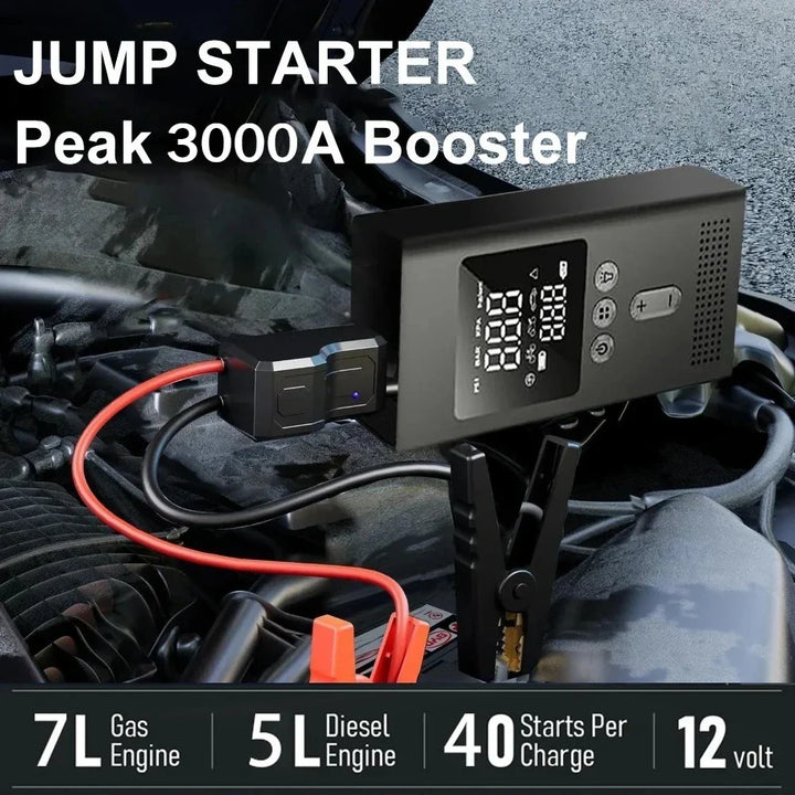 Jump Starter With Air Pump Car Jump Starter 3000A 150 PSI Inflator LED Light Fall 2025 Prep
