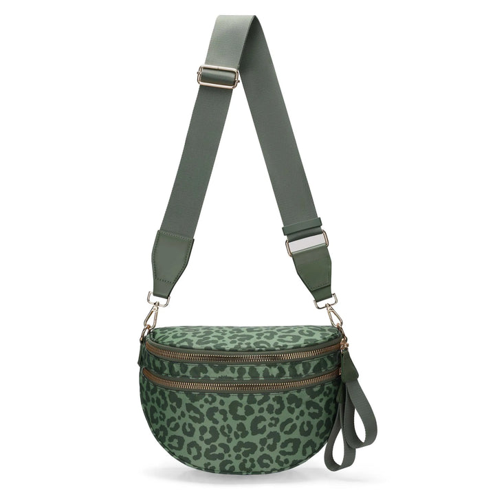 Versatile unisex crossbody bum bag – checkered nylon, box shape, travel and daily use