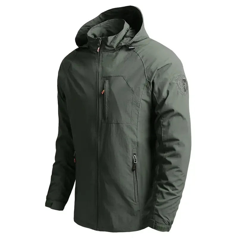 Waterproof Men Jacket- Hooded Windbreaker Polyester Camping
