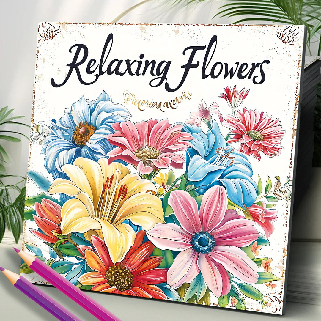 Art colouring Book 20 Page Flower Graffiti Style Fall 2025 Trend Stress Relief Gift