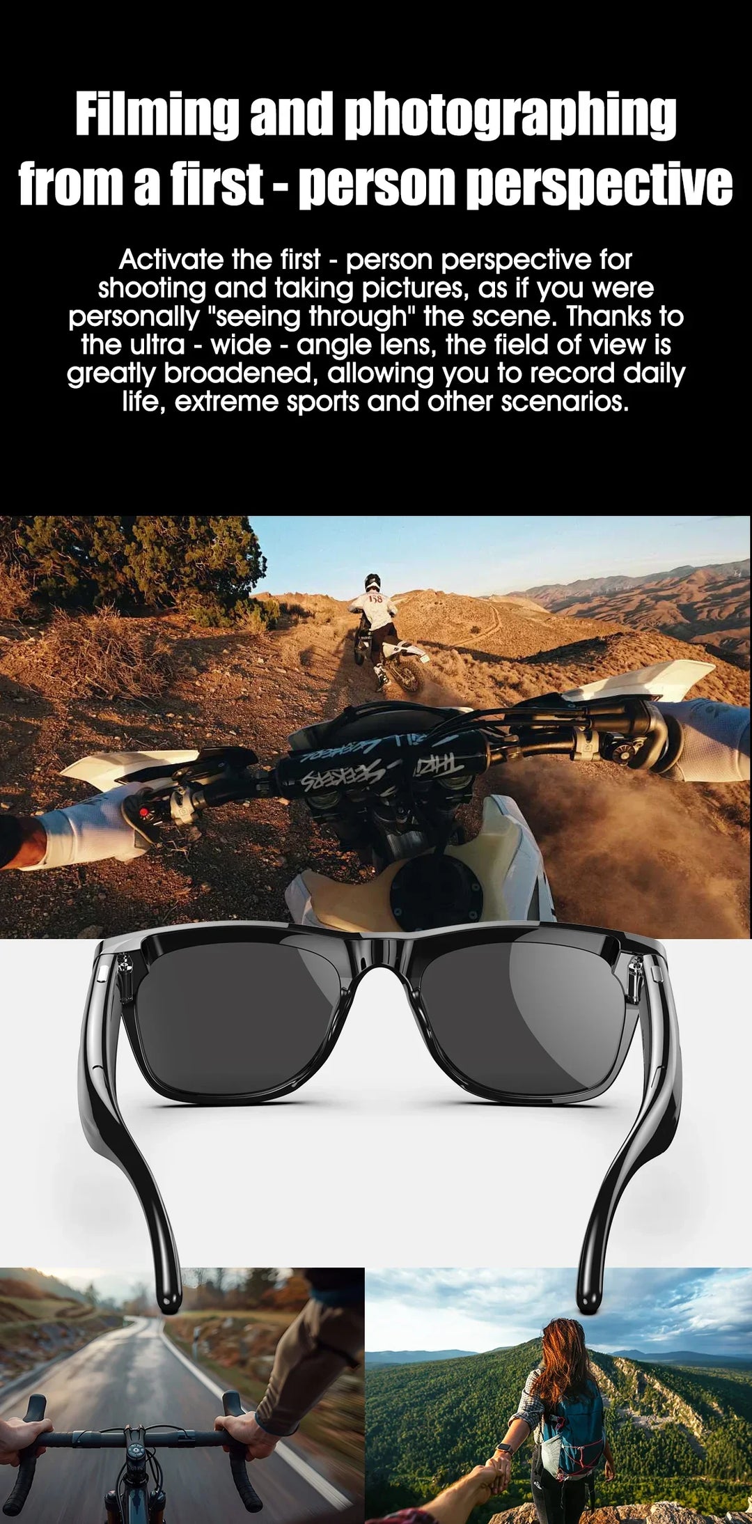 Smart AI Camera Glasses Bluetooth Call Voice Assistant