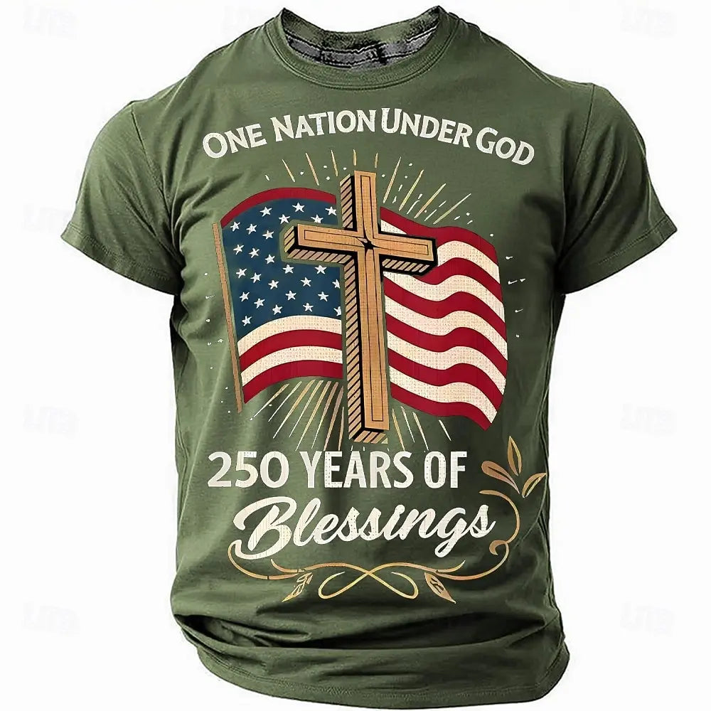 Soft unisex graphic tee - distressed flag print, 250-year design, durable cotton, casual everyday wear