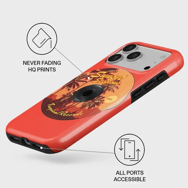 Tropical Ocean Double-Layer iPhone Case - PC TPU Cartoon Design Washable Cover for iPhone 11 to 17