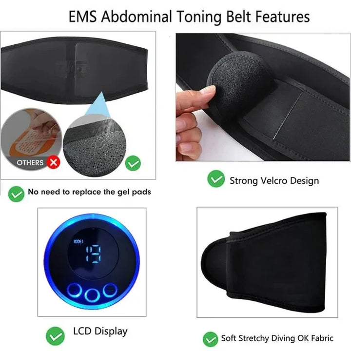 EMS Abdominal Trainer Slimming Belt – Muscle Stimulator Vibration Toning Waist Massager for Men Women 2026
