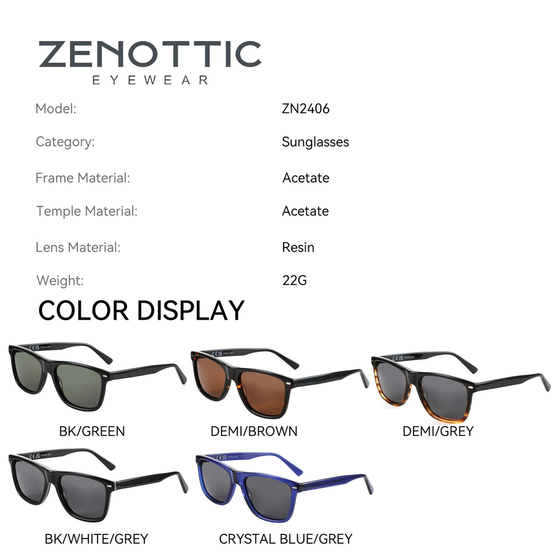 Polarized Sunglasses Square Acetate Frames UV400 Protection Unisex Classic Design