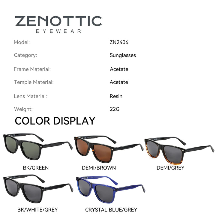Polarized Sunglasses Square Acetate Frames UV400 Protection Unisex Classic Design