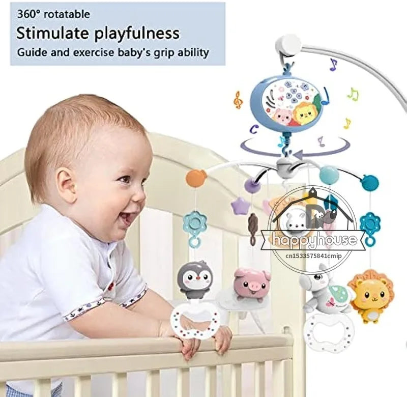 Crib Mobile Remote Music Light Newborn Sensory Toys