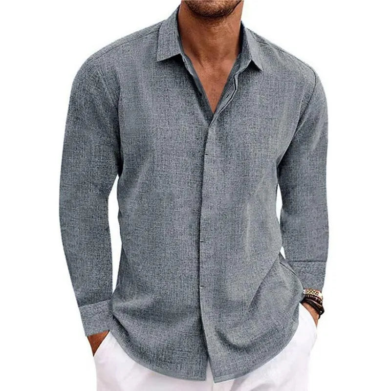 Men’s Long Sleeve T-Shirt – Loose Solid Color Casual Top for Plus Size Fashion