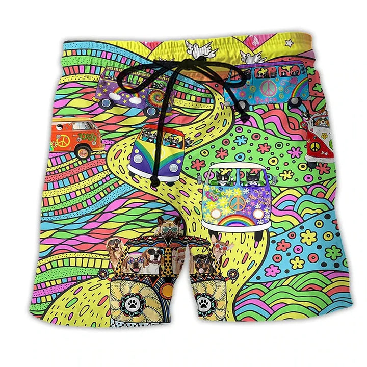 Trendy Swim Shorts for Men with Graffiti Print, Lightweight Quick-Drying Fabric, Adjustable Fit, Perfect for Summer Activities