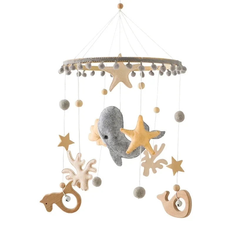 Wooden Crib Mobile Bracket Newborn Sensory Toys Soothing
