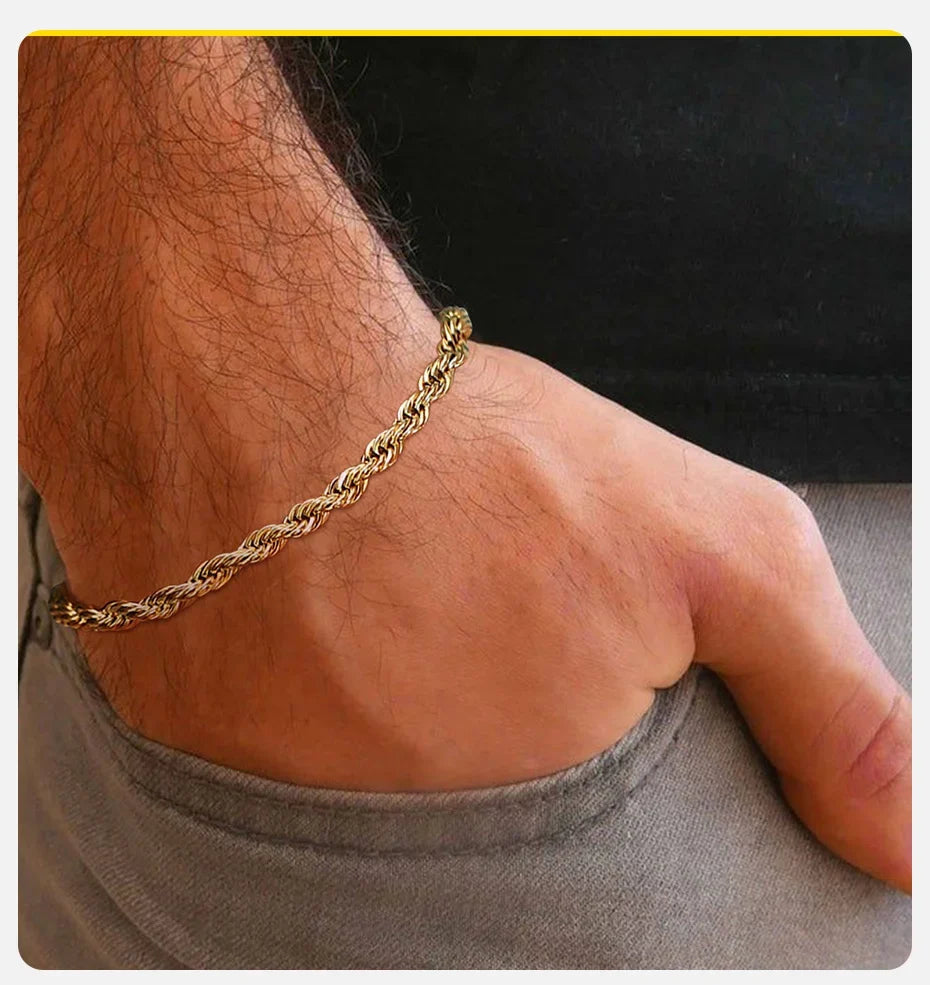 Stainless Steel Rope Chain Bracelet Twisted Singapore