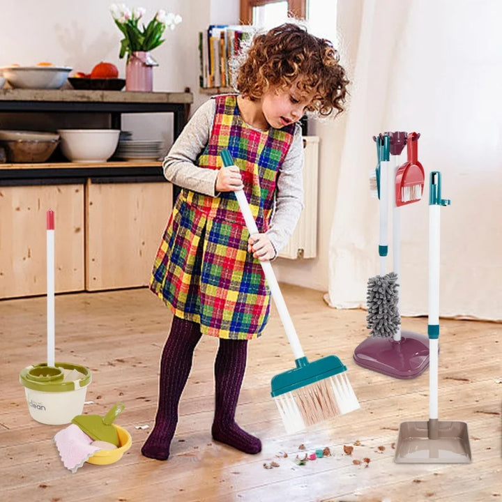 Kids Pretend Play Cleaning Set - Broom &amp; Vacuum Toy for Boys and Girls, 23-Piece Sanitation Fun