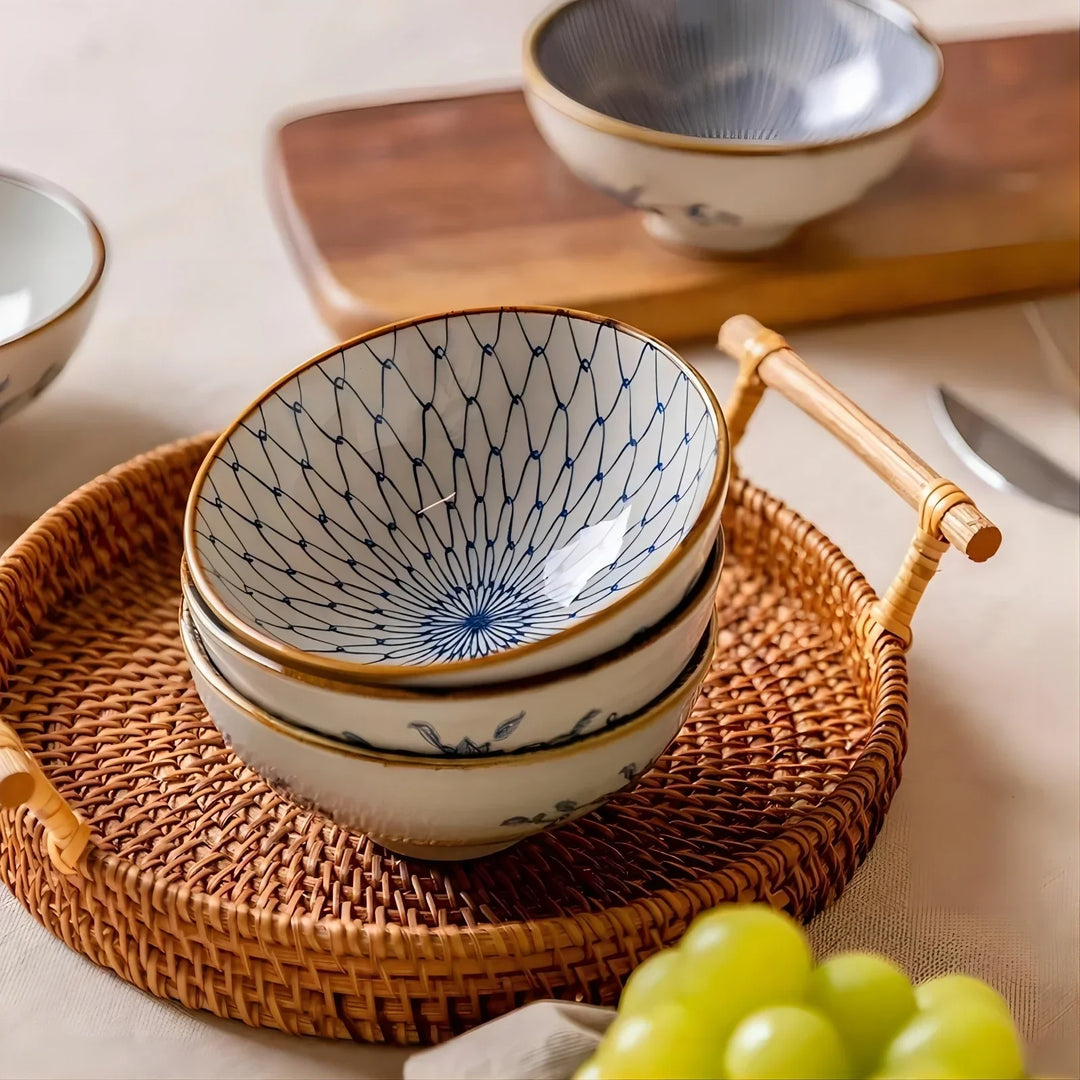 Japanese Ceramic Bowl Set 6pc Microwave Safe Gift Box
