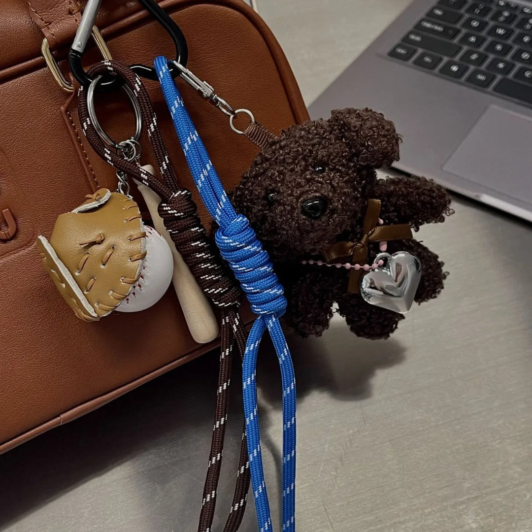 Plush Baseball Dog Key Chain Bag Charm Sport Cute Accessory