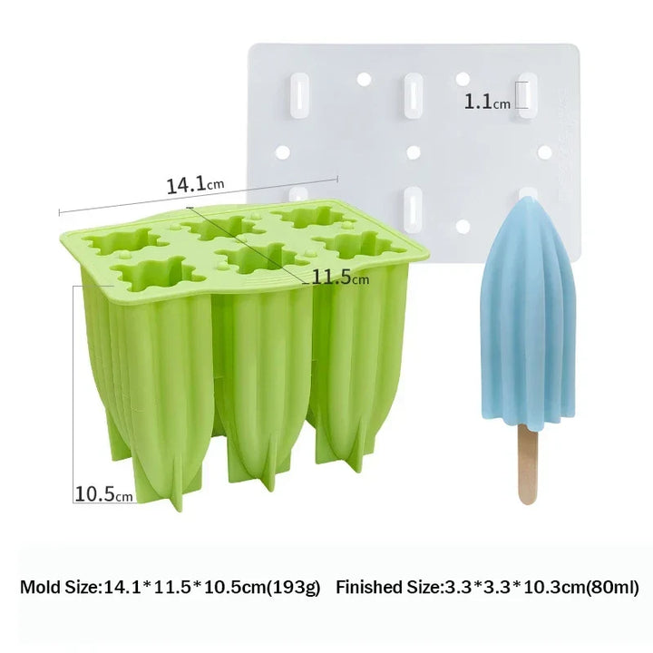 6-Hole Silicone Popsicle Molds for Homemade Ice Cream, Easy Release Ice Pop Maker with Cover and Sticks