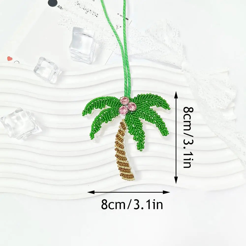 Coconut Tree Sequin Patch Keyring Bag Pendant Handmade