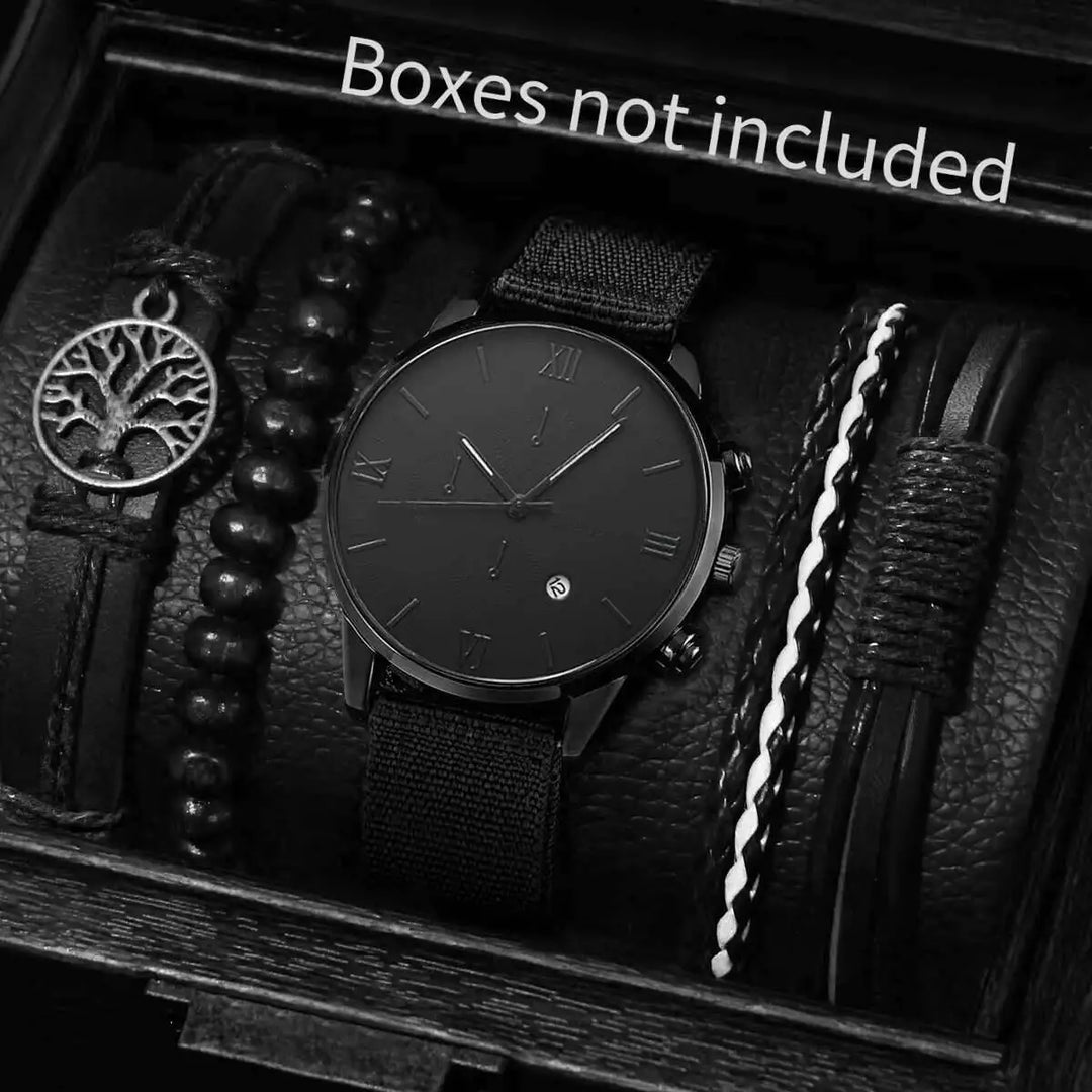 Quartz Watch And Bracelet Set Nylon Band Casual Gift