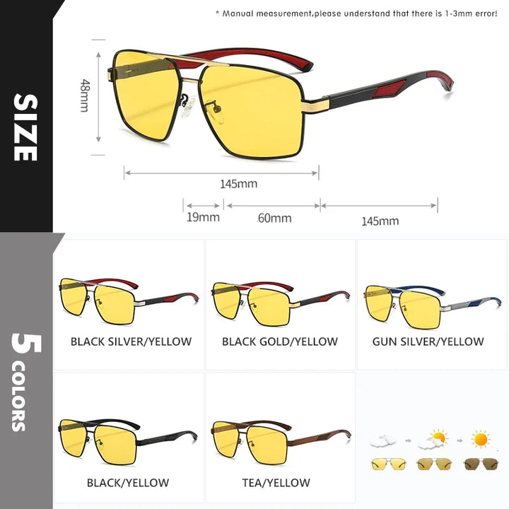 Photochromic Sunglasses Polarized Aviator UV400 Driving Glasses Night Vision Anti-Glare Fall 2026 Trend