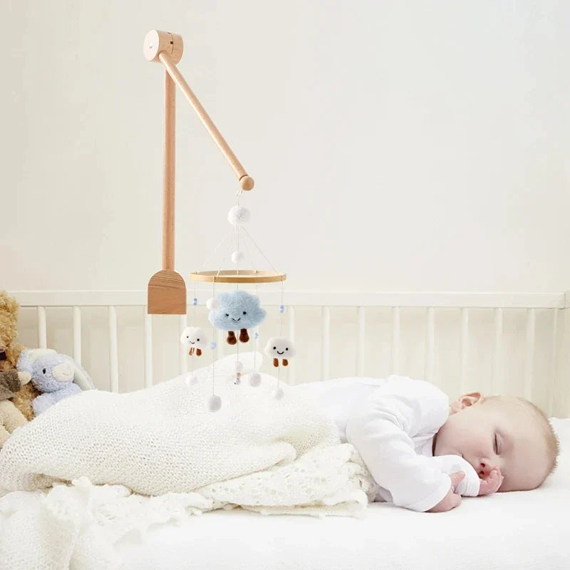 Wooden Crib Mobile Bracket Newborn Sensory Toys Soothing