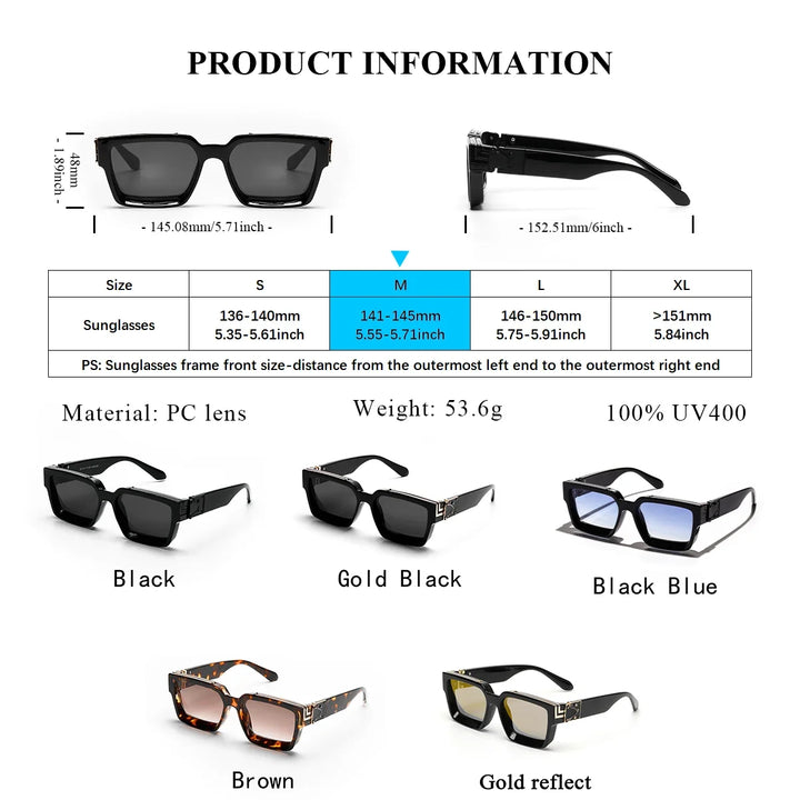 Sunglasses Black Retro Square Shades Luxury Fashion Eyewear Fall 2026 Trend Gift Idea