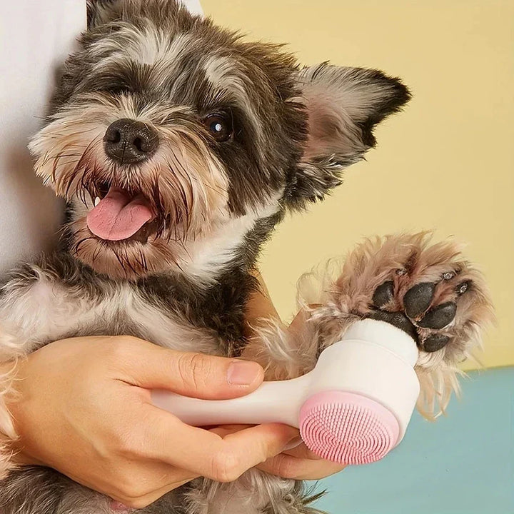 Silicone Pet Paw Cleaner &amp; Massage Brush - Dual-Sided Dog Grooming Tool for Healthy Coats