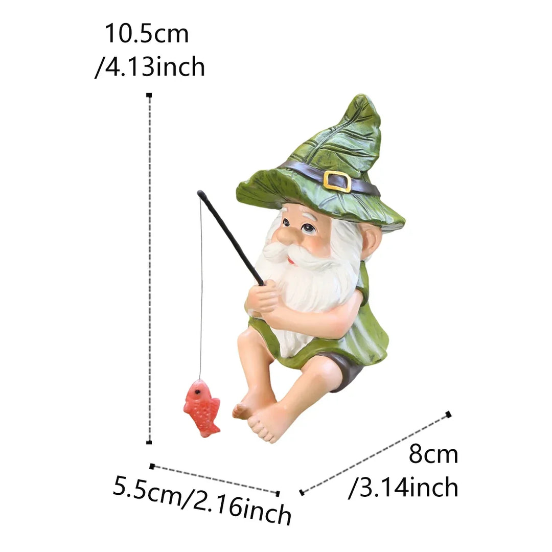 Garden Gnome Fishing Statue Resin Outdoor Ornament Saint Patrick&