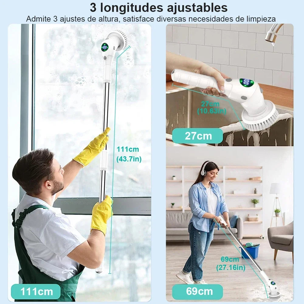 Wireless Rotatable Electric Cleaning Brush - 8 in 1 Household Cleaning Tool for Kitchen &amp; Bathroom