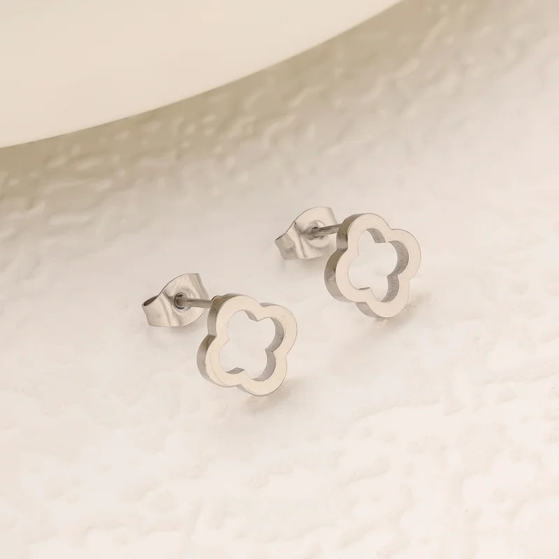 Clover Flower Stainless Steel Bracelet Set Gold Gift