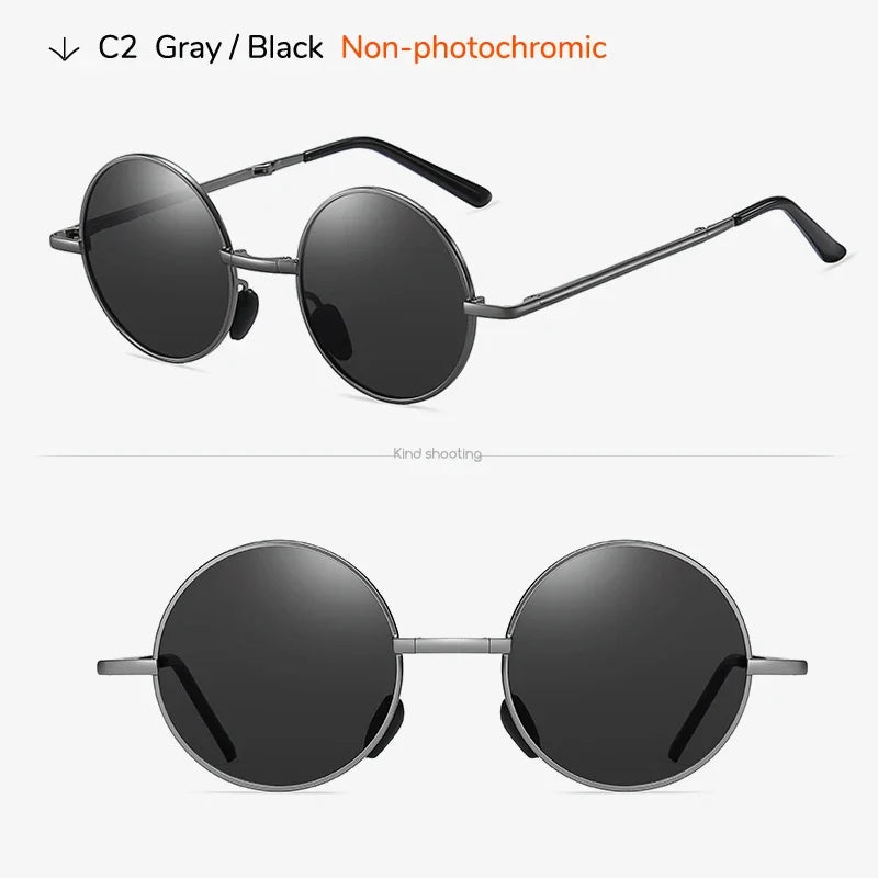 Photochromic Sunglasses Foldable Polarized Round Frame Summer 2026 Glare Reduction for Driving