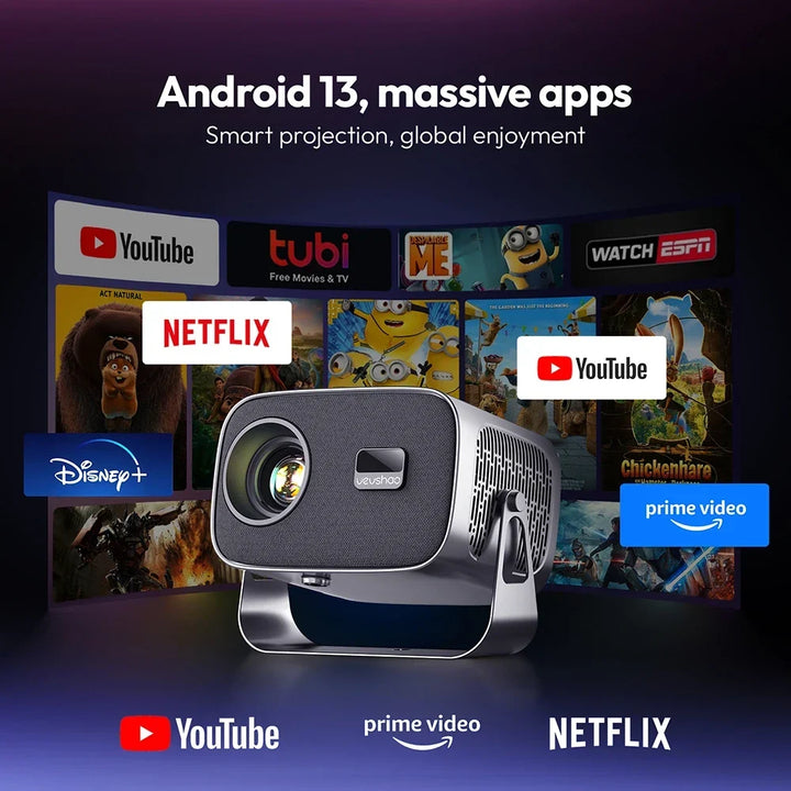 Mini Android Projector WiFi 6 350 ANSI Lumens – 4K Ready Smart Home Cinema 2026 Gift