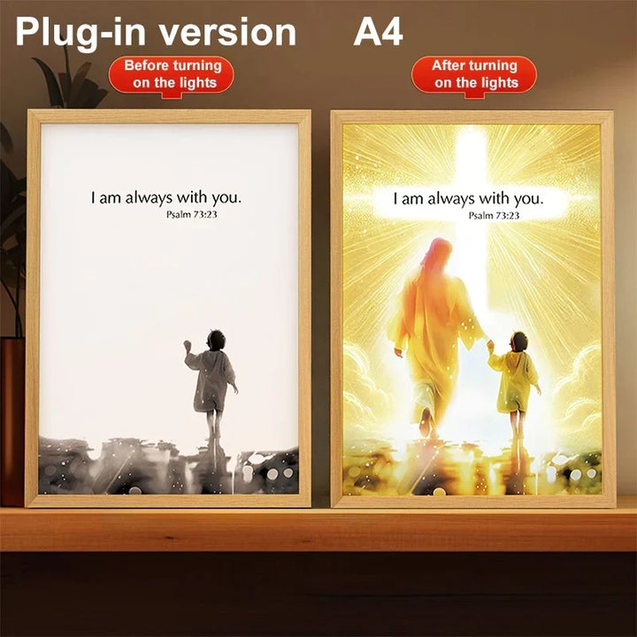 Jesus LED 4D Wall Art Lamp Picture Frame PVC Devotional