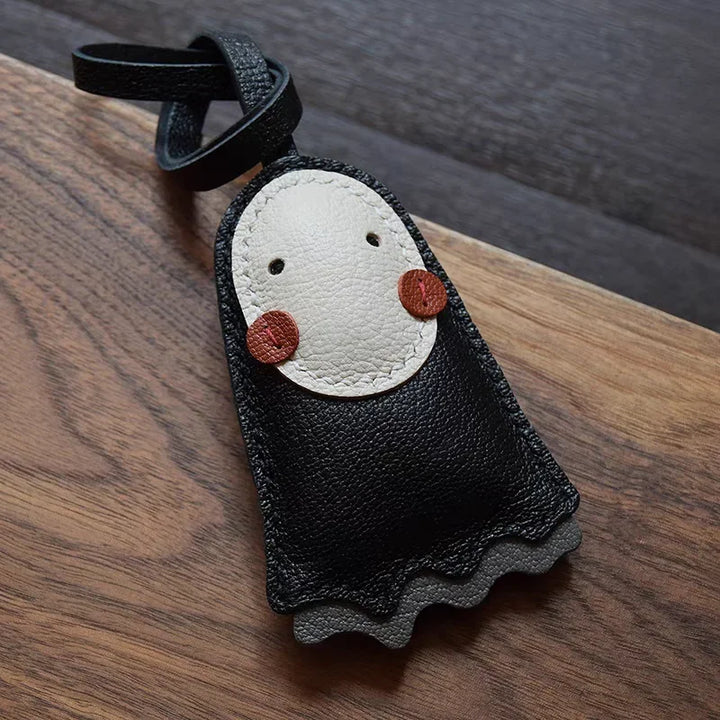 Leather Bag Charm No Face Keychain Black Cozy Cute Gift