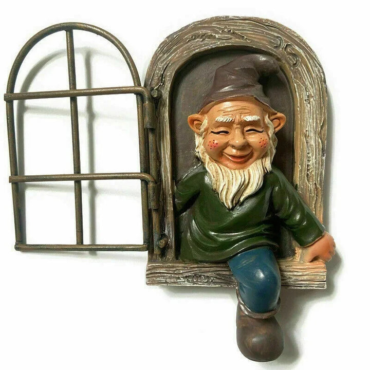 Garden Gnome Resin Statue Naughty Elf Window Hugger Fairy Tale Garden Decor Fall 2026 Gift Idea