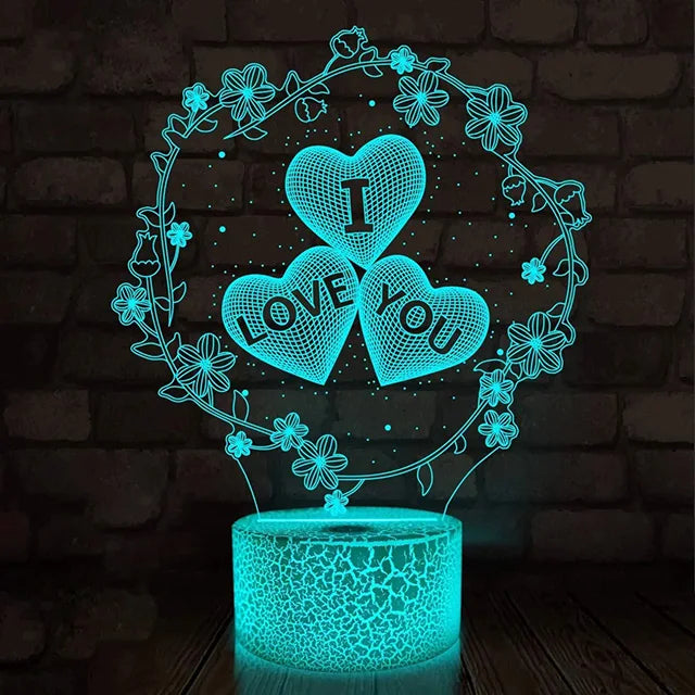 3D Illusion Heart Lamp - USB LED Night Light, An Ideal Valentine&