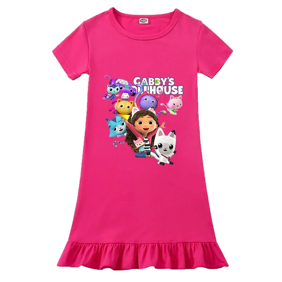 Lightweight Girls’ Dress – Princess-Style, Flowy, Mid-Calf Length, Cotton, For Party Wear