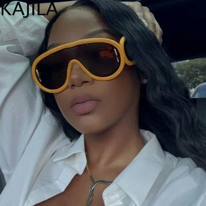 Sunglasses White Frame Oversized Wave Mask Goggles Y2K Punk Steampunk Eyewear TikTok Viral 2026
