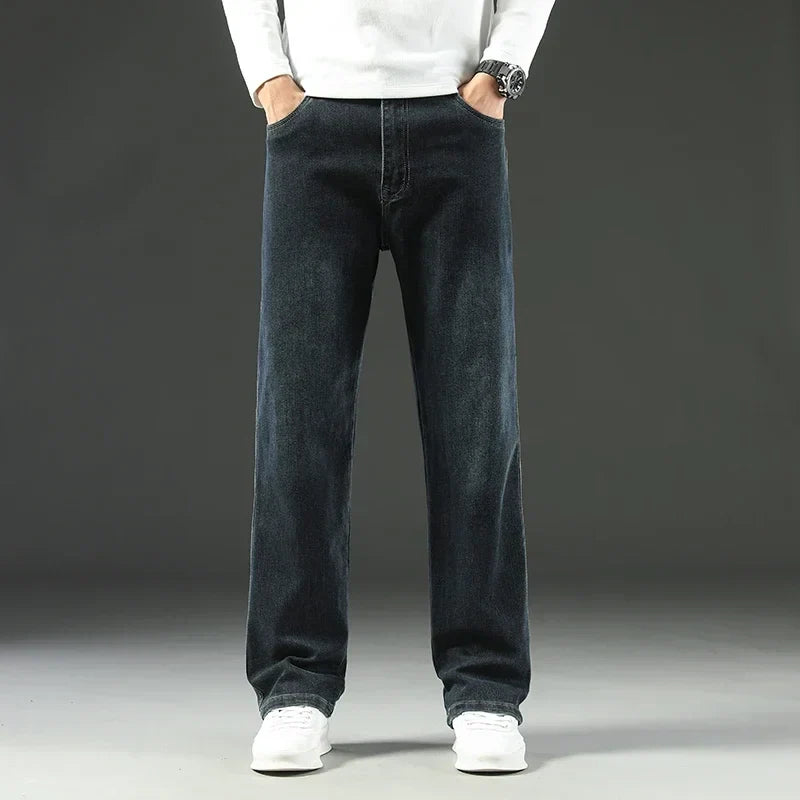 Stretchy Men’s Jeans - Wide Leg, Cotton, Business Casual