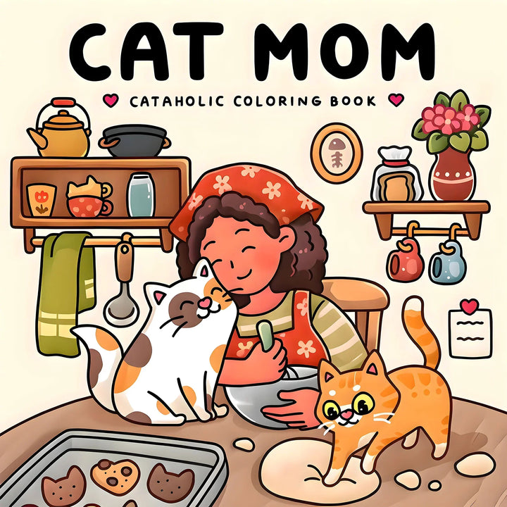 colouring Book 24-Page Cat Family Life Scenes Relaxation Easter Gift Idea For Stress Relief