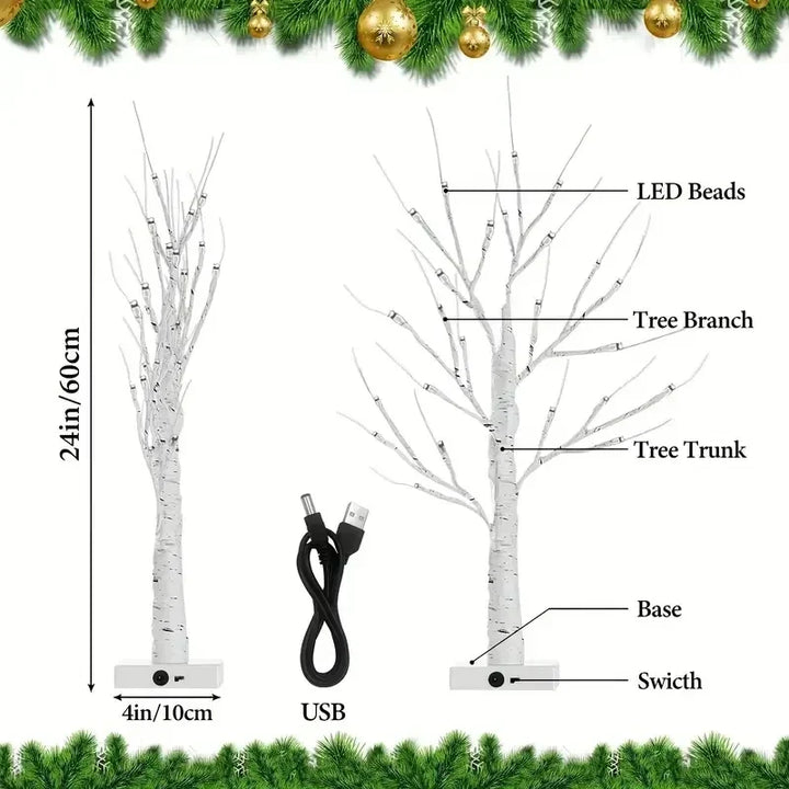 LED Easter Birch Tree Lamp USB Battery Powered Decor